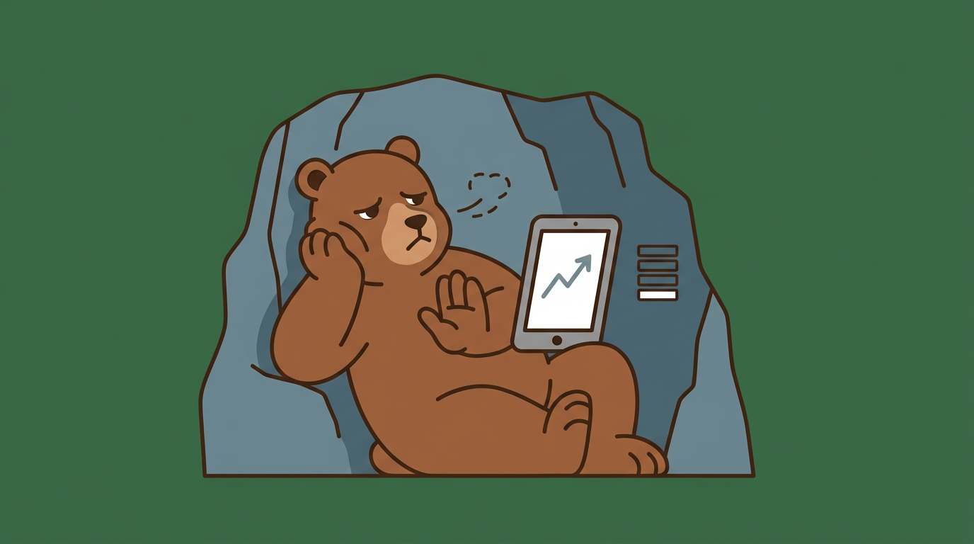 the tired bear in its cave